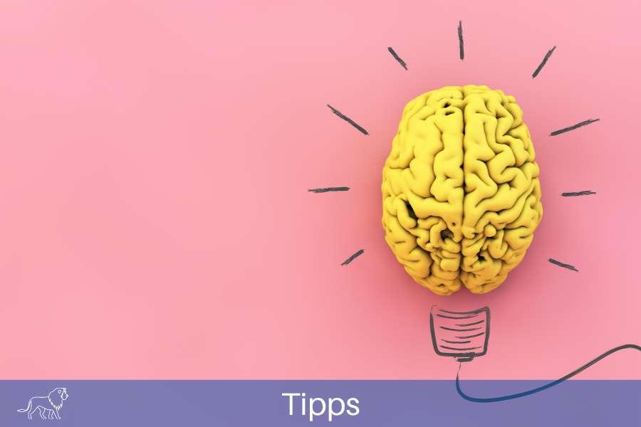 Symbolbild für Kapitel Tipps zum Gedächtnistraining mit Gehirn und Glühbirne
