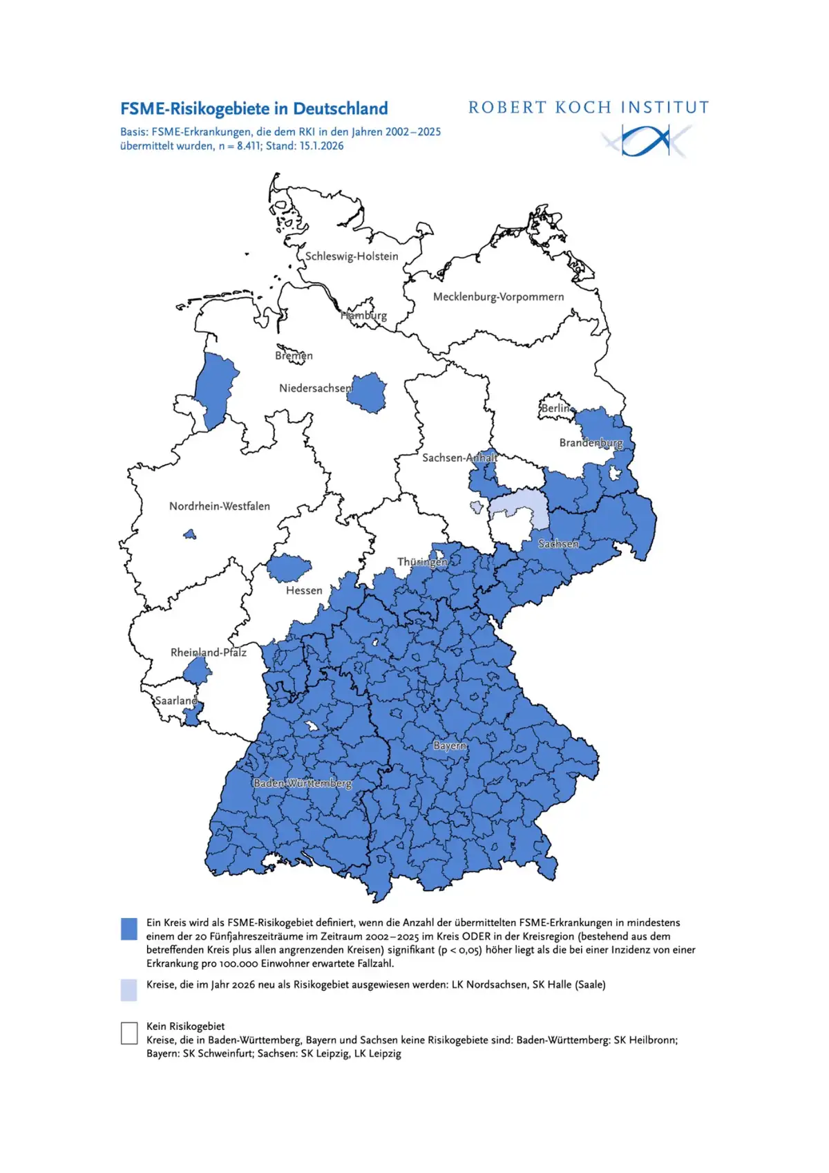 RKI FSME Risikogebiete Deutschland 2026 Gesamtansicht
