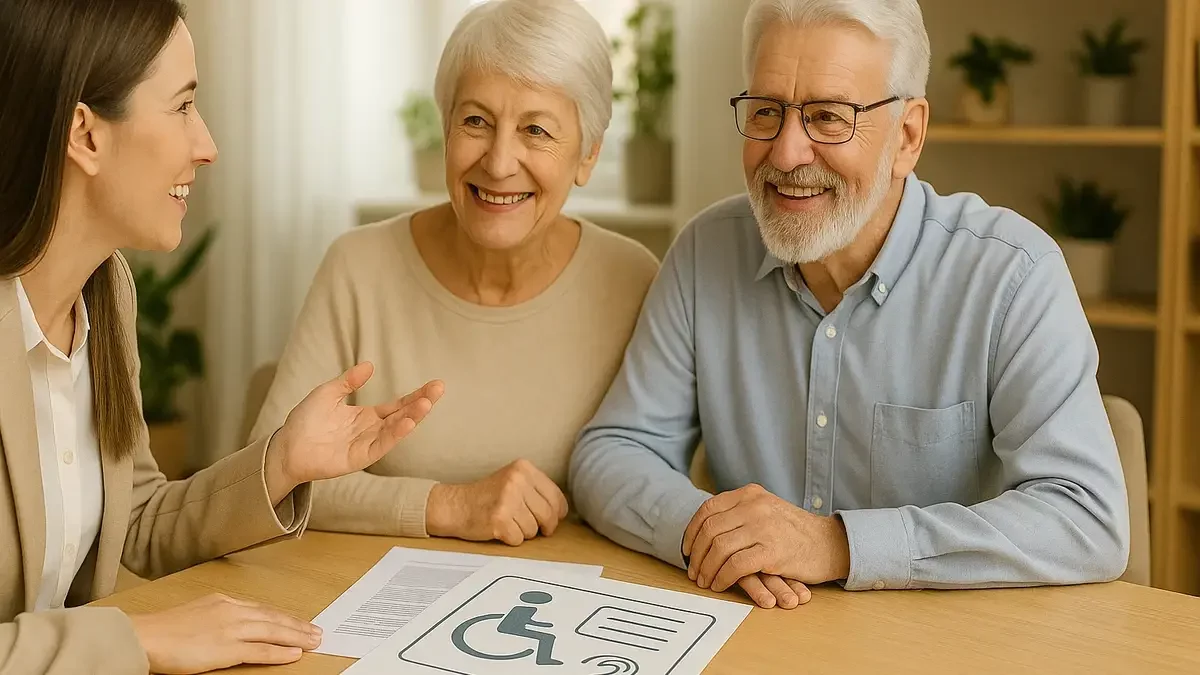 Das Bild zeigt Senioren, die sich über die Merkzeichen im Schwerbehindertenausweis informieren